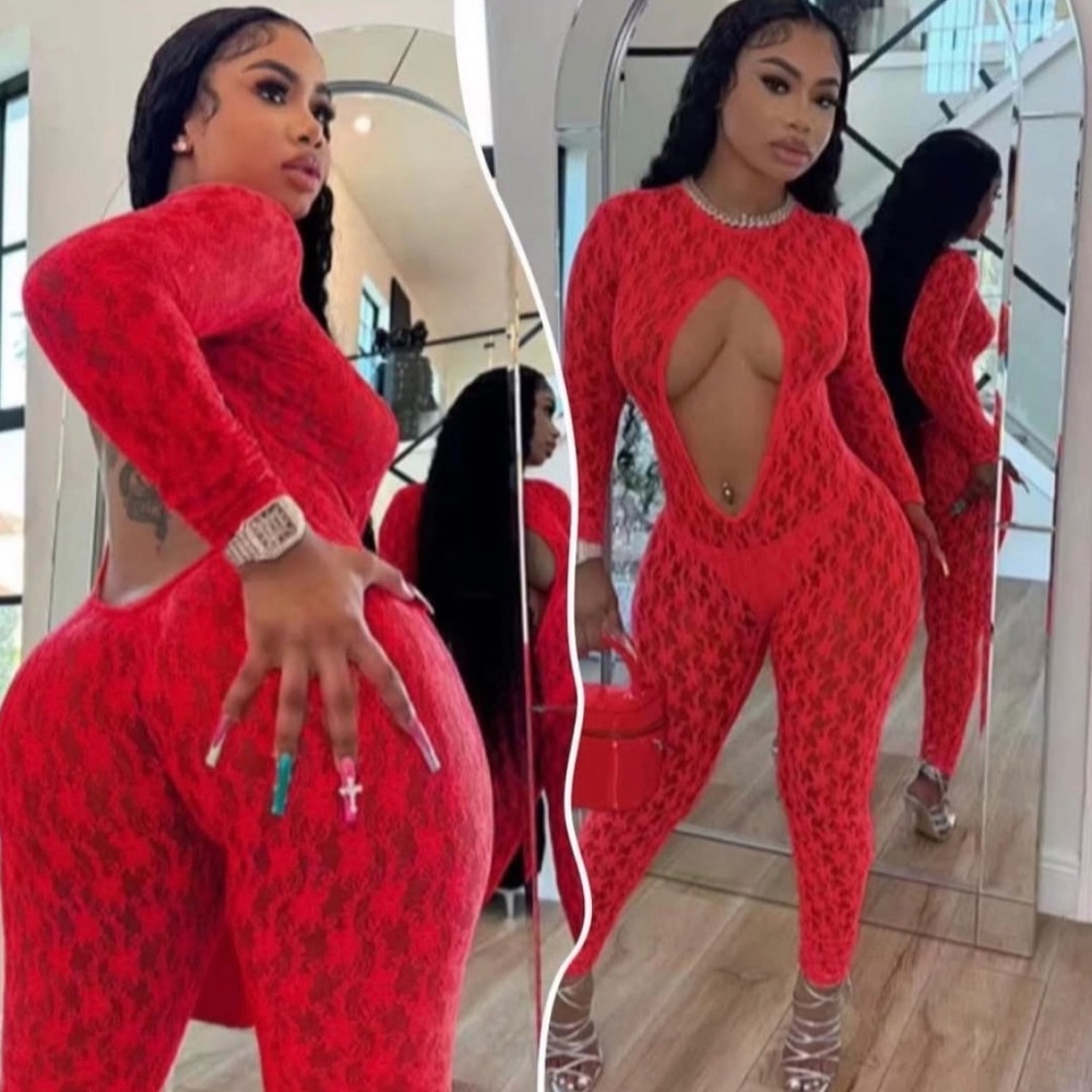 Red Lace Jumpsuit